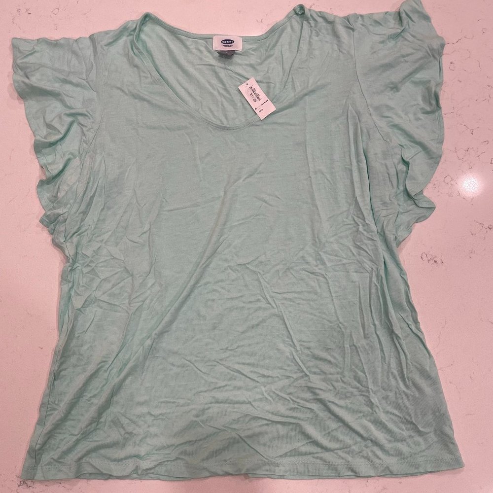 Old Navy Tee with Ruffle Sleeve Teal Women's Large
